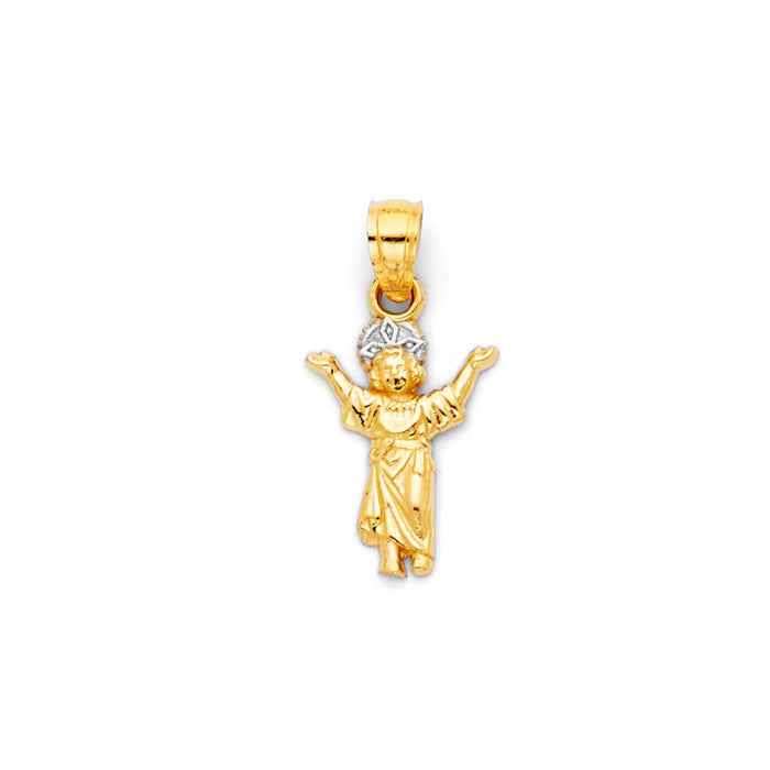 14K Two-tone Gold Small/Mini Religious Charm Pendant  (17mm x 10mm)