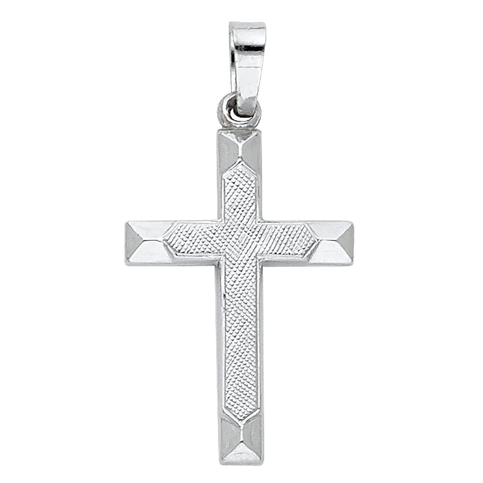 14k White Gold Small/Mini Religious Cross Charm Pendant  (22mm x 14mm)