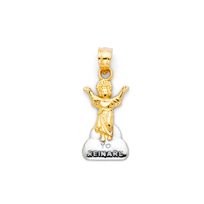 14K Two-tone Gold Small/Mini Religious Charm Pendant  (20mm x 10mm)