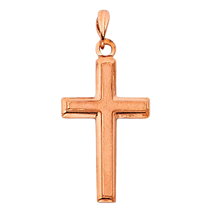 14k Rose Gold Small Latin Design Cross Charm Pendant  (22mm x 13mm)