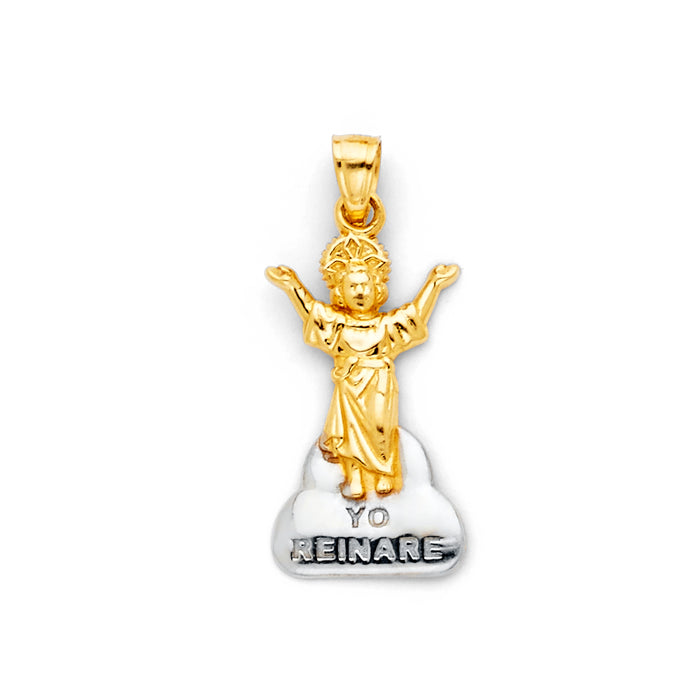 14K Two-tone Gold Small/Mini Religious Charm Pendant  (23mm x 11mm)