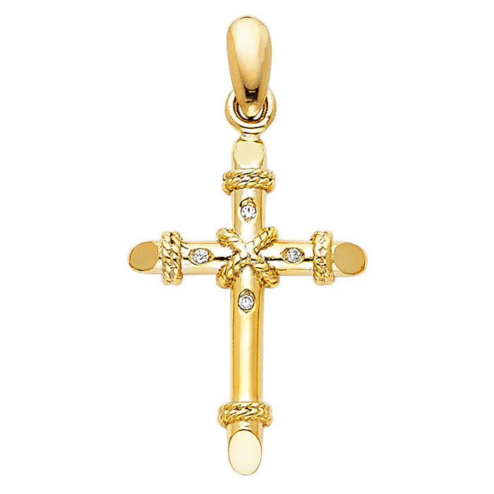 14k Yellow Gold Religious Cross Charm Pendant  (24mm x 16mm)