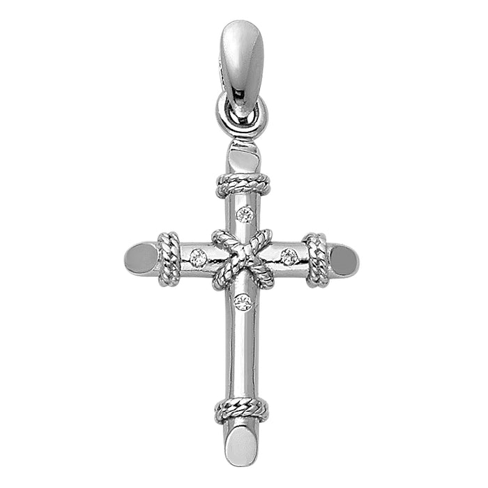 14k White Gold Religious Cross Charm Pendant  (23mm x 17mm)