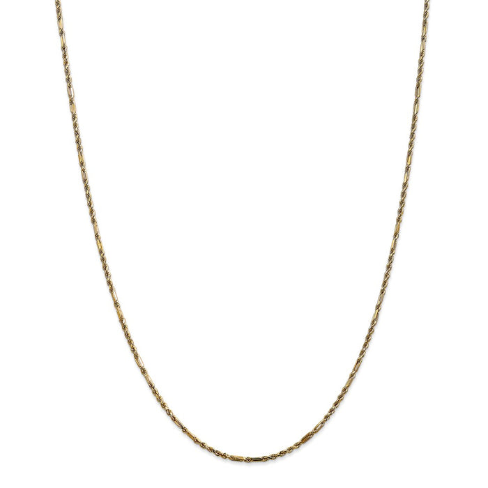 Million Charms 14k Yellow Gold, Necklace Chain, 1.8mm Milano Rope Chain, Chain Length: 22 inches