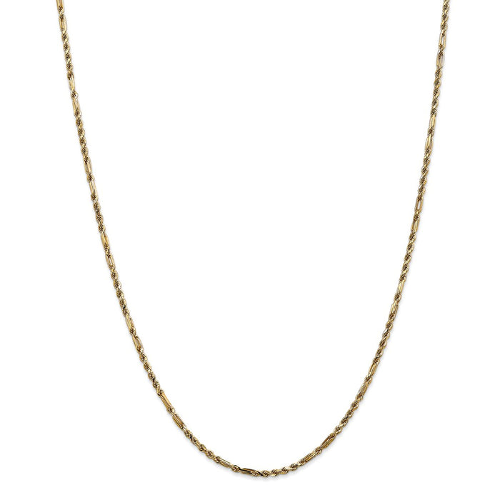 Million Charms 14k Yellow Gold, Necklace Chain, 2.25mm Milano Rope Chain, Chain Length: 16 inches
