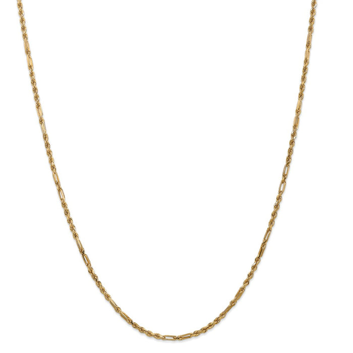Million Charms 14k Yellow Gold, Necklace Chain, 2.5mm Milano Rope Chain, Chain Length: 22 inches
