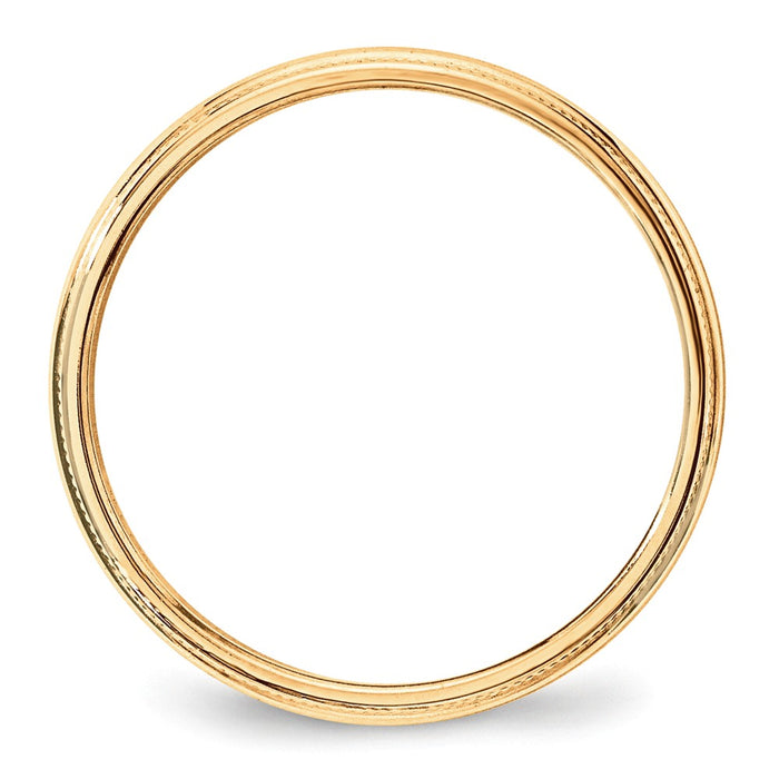 14k Yellow Gold 3mm LTW Milgrain Half Round Wedding Band Size 9