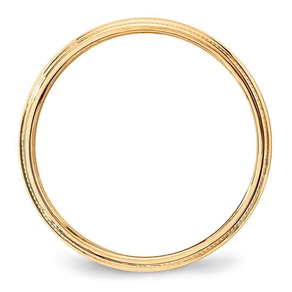 14k Yellow Gold 3mm LTW Milgrain Half Round Wedding Band Size 4.5