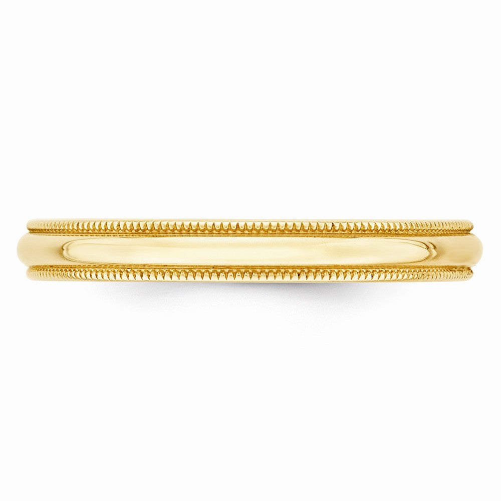 14k Yellow Gold 3mm LTW Milgrain Half Round Wedding Band Size 10.5