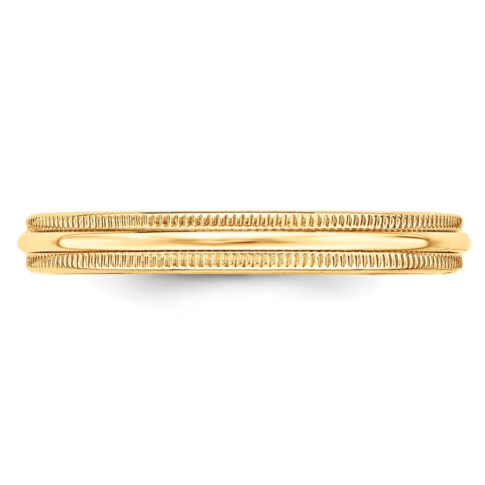 14k Yellow Gold 3mm LTW Milgrain Half Round Wedding Band Size 4.5