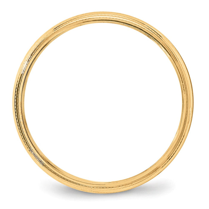 14k Yellow Gold 4mm LTW Milgrain Half Round Wedding Band Size 8.5