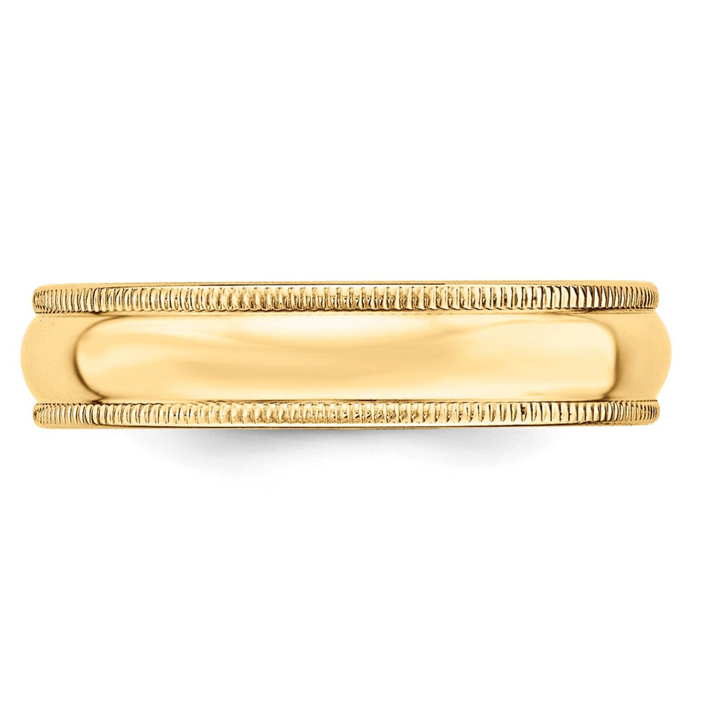 14k Yellow Gold 5mm LTW Milgrain Half Round Wedding Band Size 10