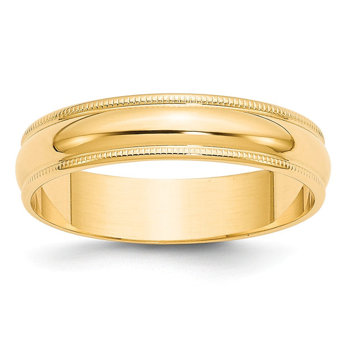 14k Yellow Gold 5mm LTW Milgrain Half Round Wedding Band Size 7.5