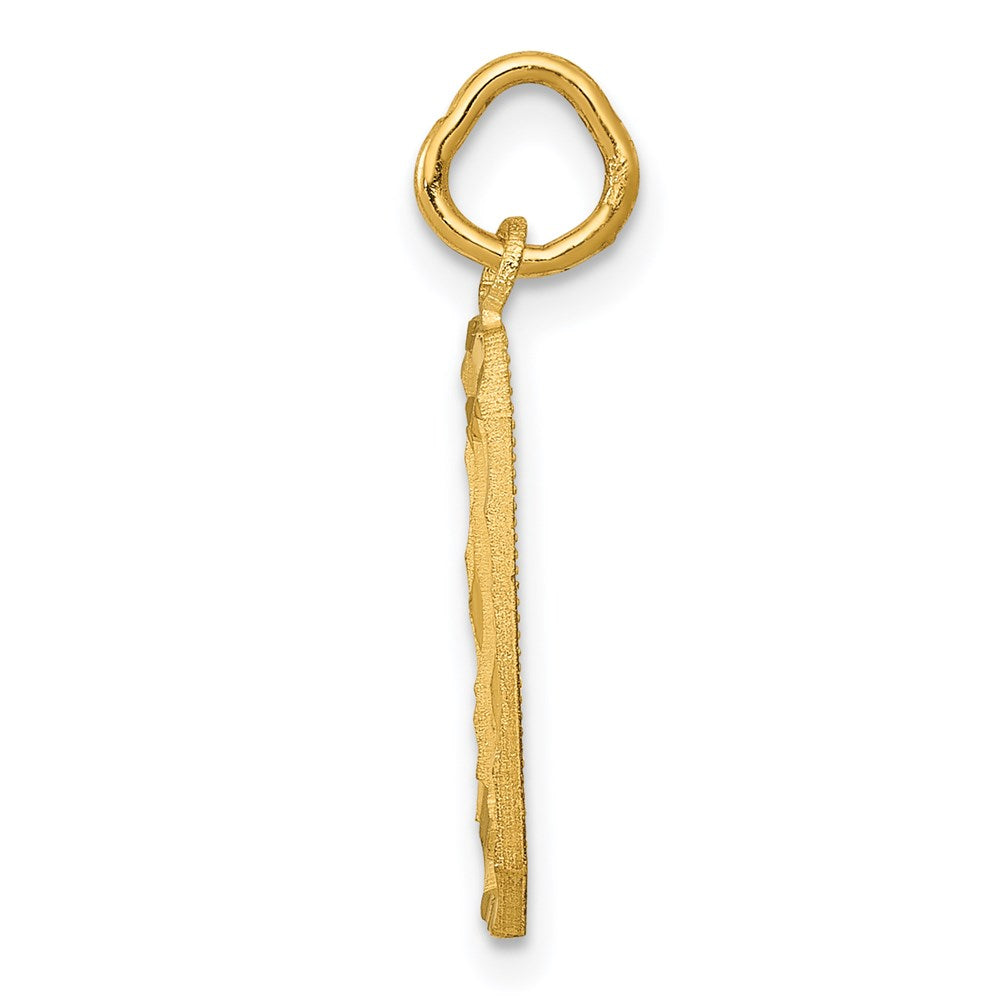 Million Charms 14K Yellow Gold Themed Casted Medium Diamond Cut Number 0 Charm