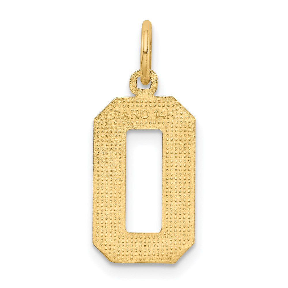 Million Charms 14K Yellow Gold Themed Casted Medium Diamond Cut Number 0 Charm
