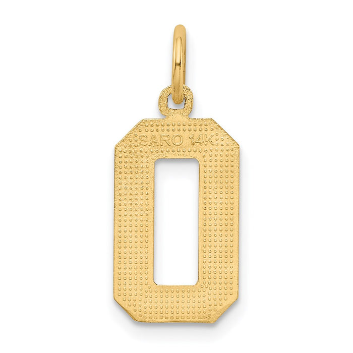 Million Charms 14K Yellow Gold Themed Casted Medium Diamond Cut Number 0 Charm