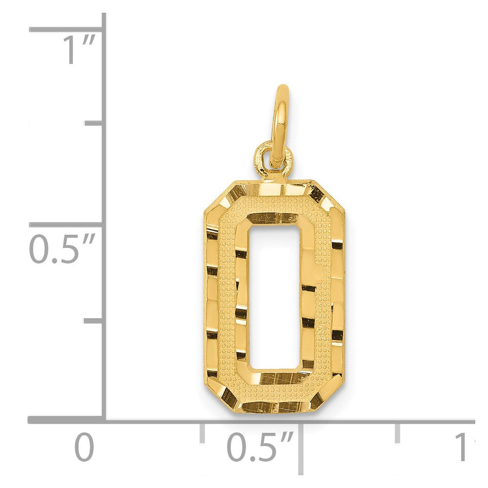 Million Charms 14K Yellow Gold Themed Casted Medium Diamond Cut Number 0 Charm