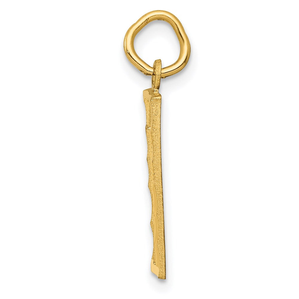 Million Charms 14K Yellow Gold Themed Casted Medium Diamond Cut Number 1 Charm