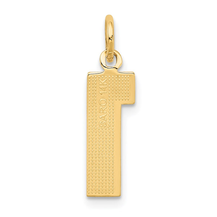 Million Charms 14K Yellow Gold Themed Casted Medium Diamond Cut Number 1 Charm