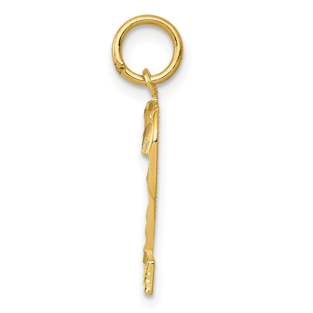 Million Charms 14K Yellow Gold Themed Casted Medium Diamond Cut Number 2 Charm