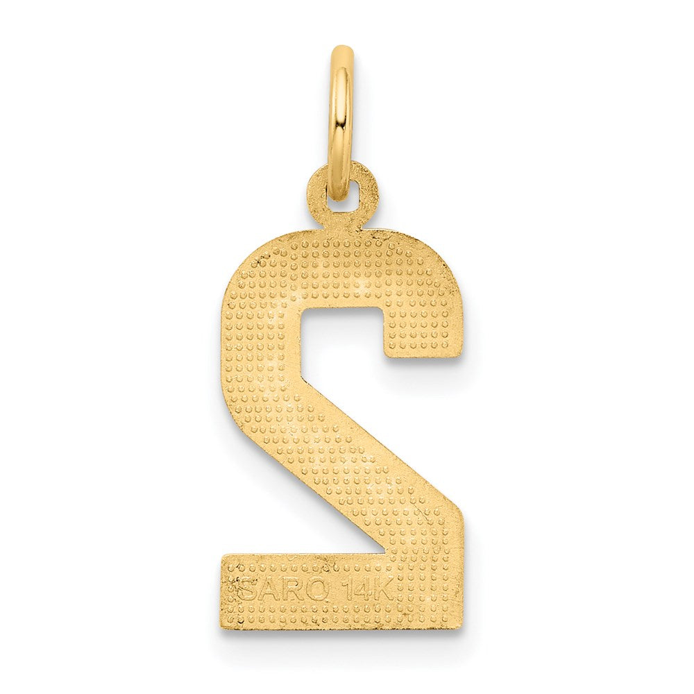 Million Charms 14K Yellow Gold Themed Casted Medium Diamond Cut Number 2 Charm