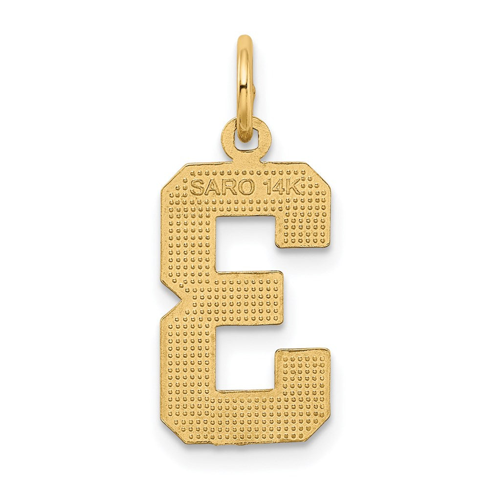 Million Charms 14K Yellow Gold Themed Casted Medium Diamond Cut Number 3 Charm
