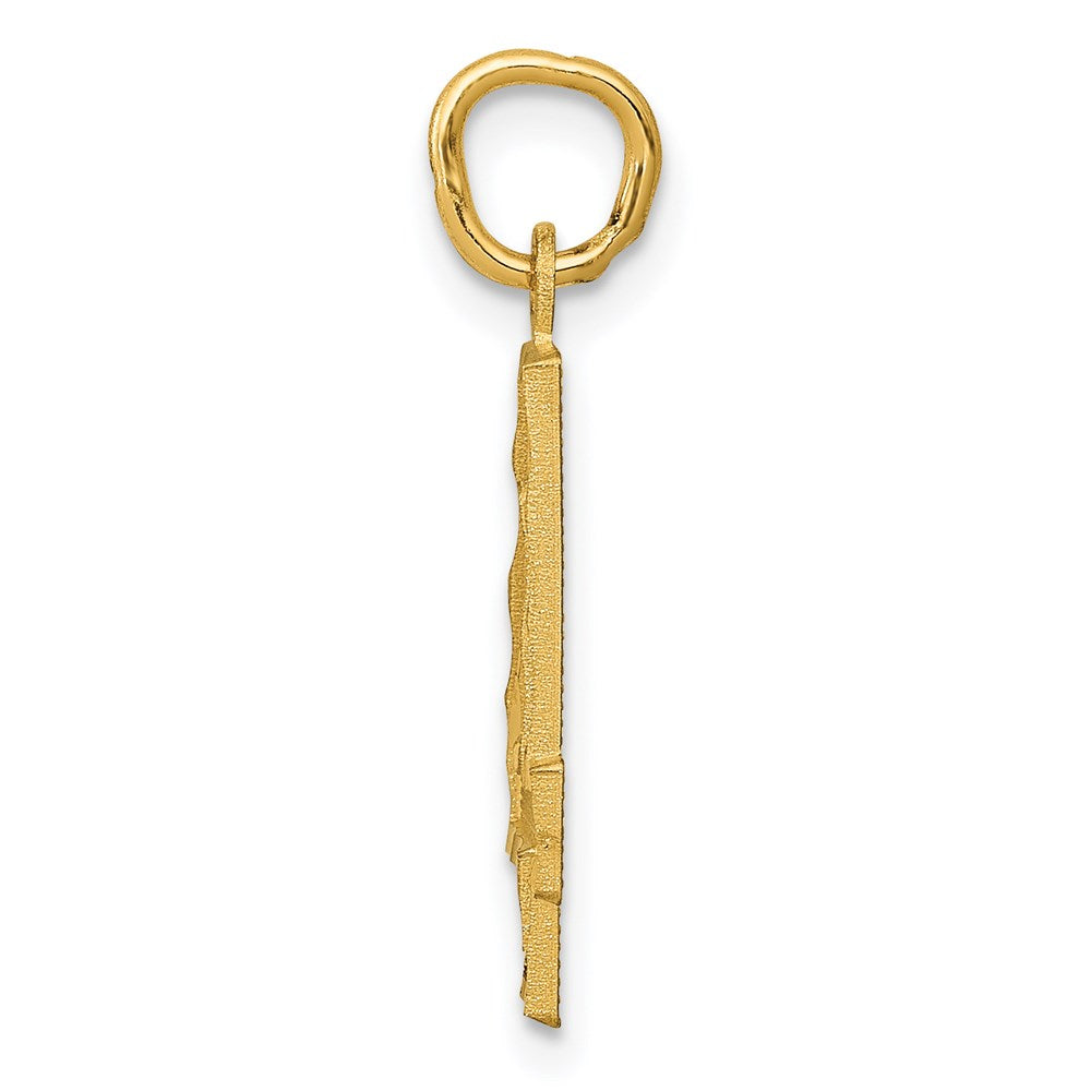 Million Charms 14K Yellow Gold Themed Casted Medium Diamond Cut Number 4 Charm