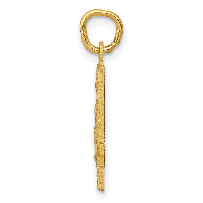 Million Charms 14K Yellow Gold Themed Casted Medium Diamond Cut Number 4 Charm