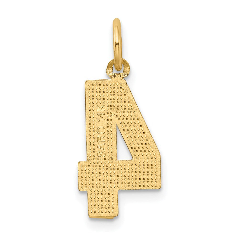 Million Charms 14K Yellow Gold Themed Casted Medium Diamond Cut Number 4 Charm