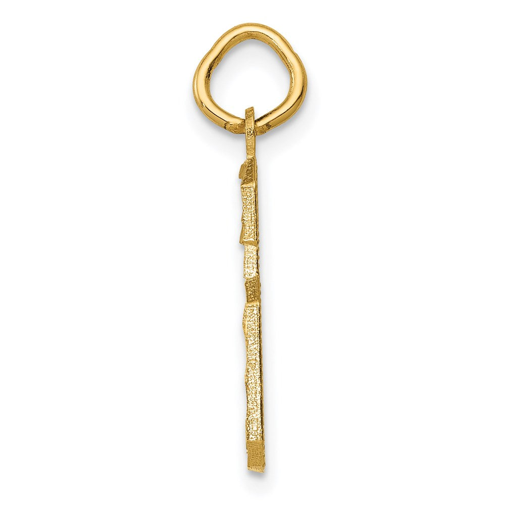 Million Charms 14K Yellow Gold Themed Casted Medium Diamond Cut Number 6 Charm