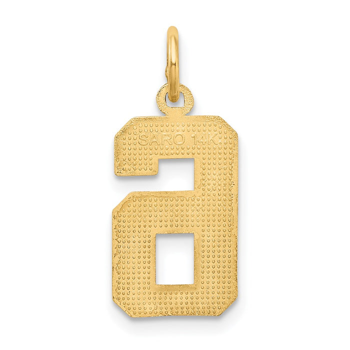 Million Charms 14K Yellow Gold Themed Casted Medium Diamond Cut Number 6 Charm