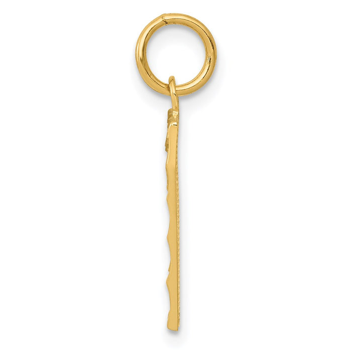 Million Charms 14K Yellow Gold Themed Casted Medium Diamond Cut Number 7 Charm