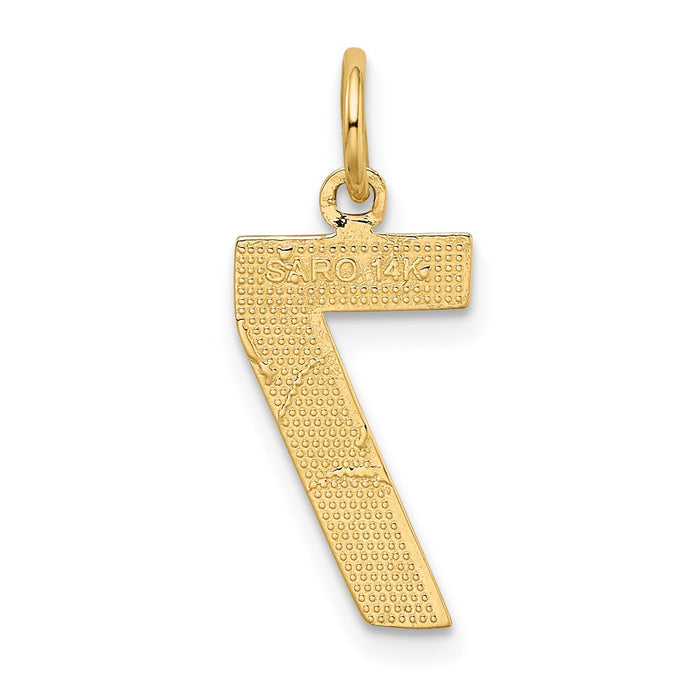 Million Charms 14K Yellow Gold Themed Casted Medium Diamond Cut Number 7 Charm