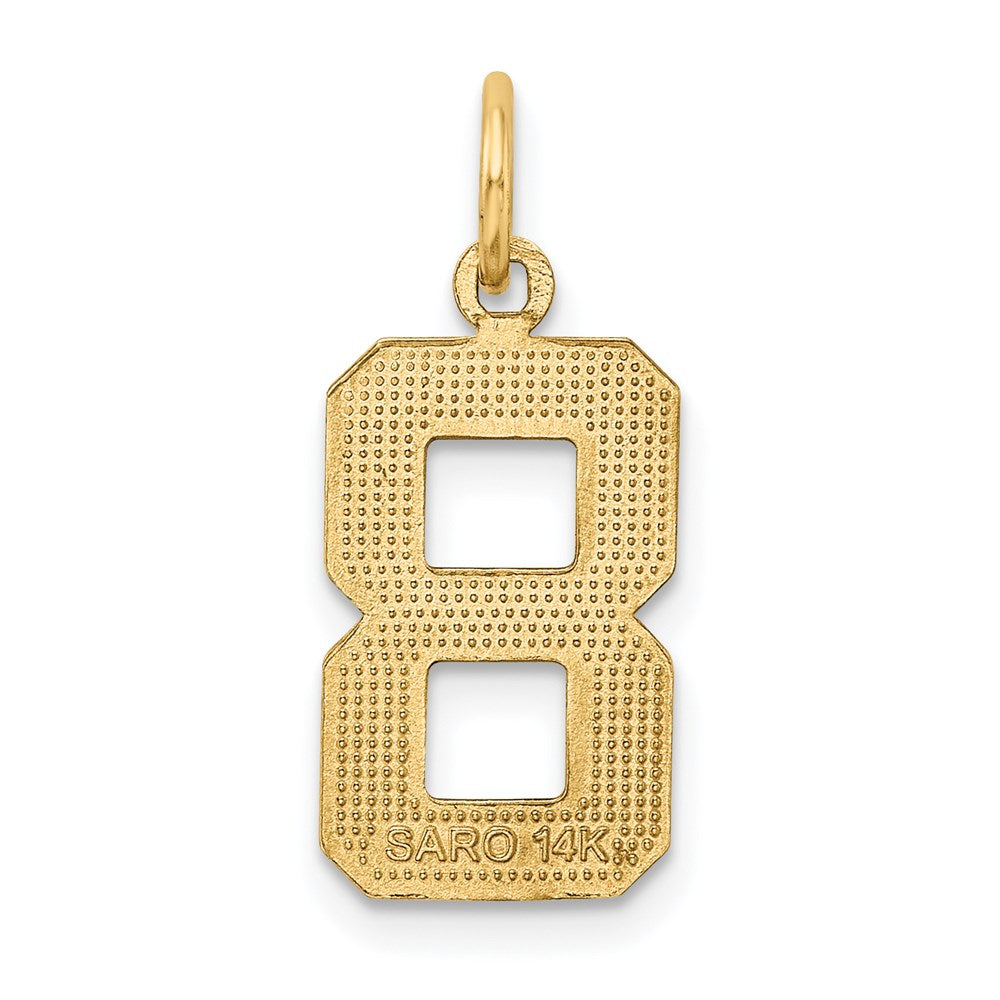 Million Charms 14K Yellow Gold Themed Casted Medium Diamond Cut Number 8 Charm