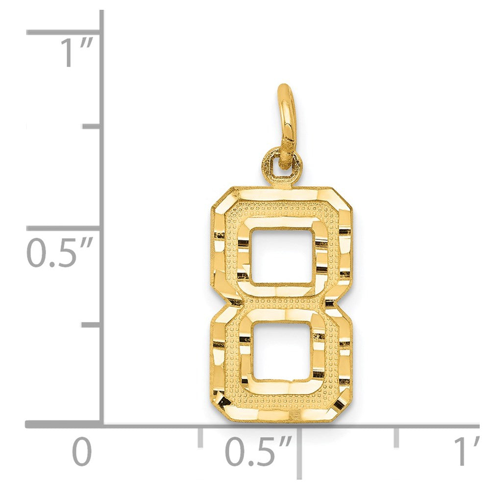 Million Charms 14K Yellow Gold Themed Casted Medium Diamond Cut Number 8 Charm