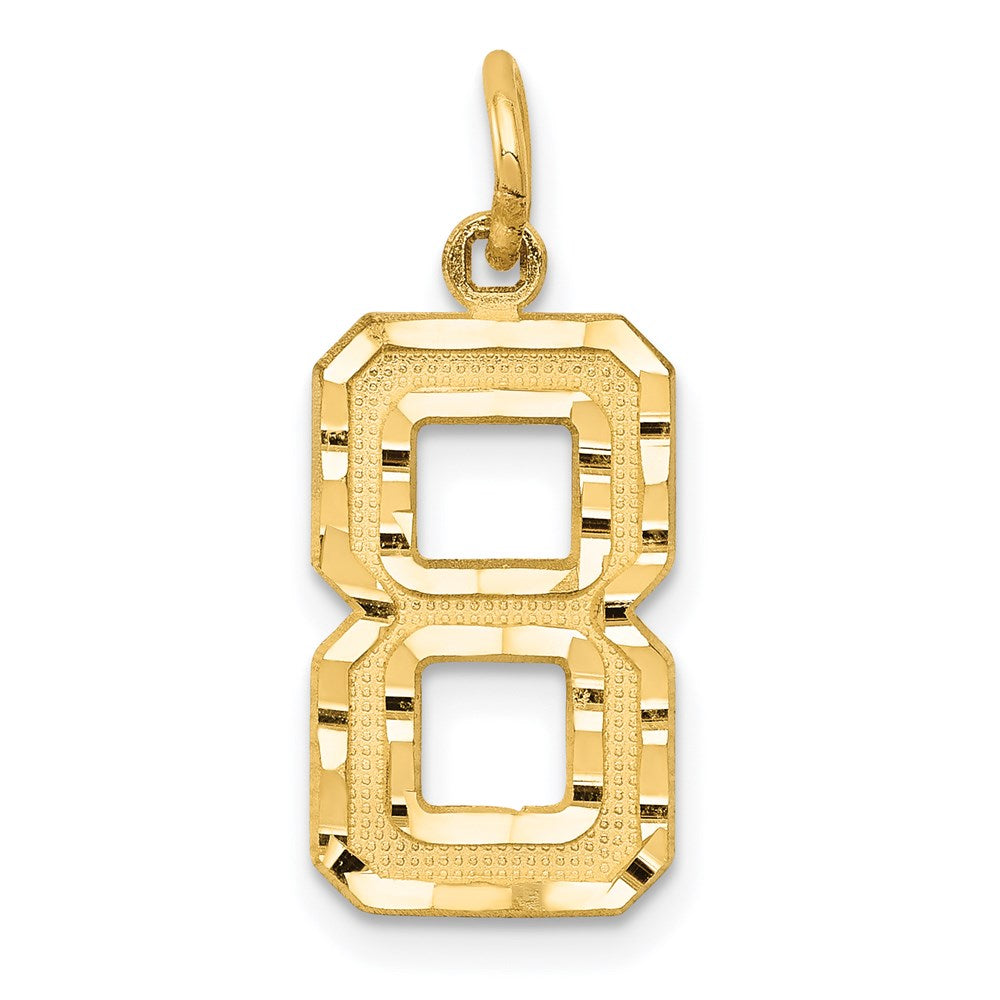 Million Charms 14K Yellow Gold Themed Casted Medium Diamond Cut Number 8 Charm
