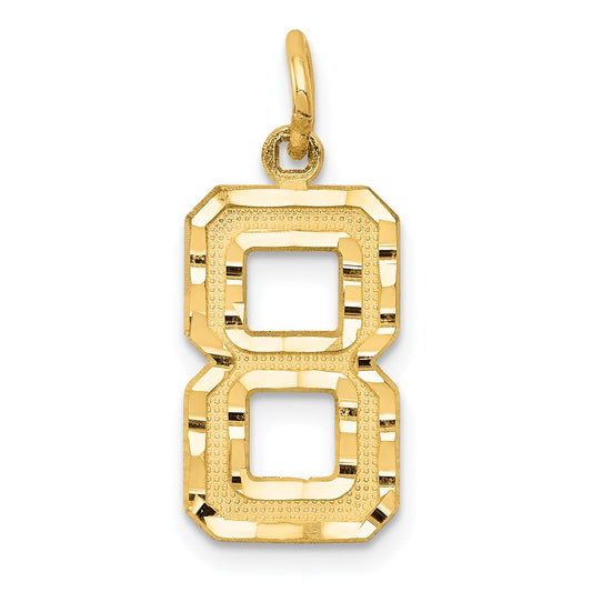 Million Charms 14K Yellow Gold Themed Casted Medium Diamond Cut Number 8 Charm