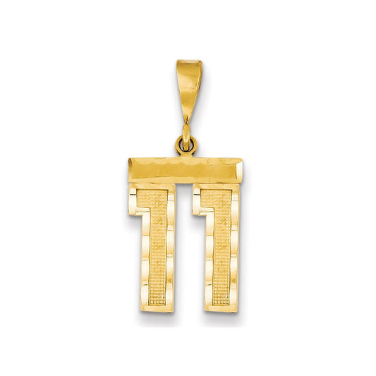 Million Charms 14K Yellow Gold Themed Medium Diamond-Cut Number 11 Charm