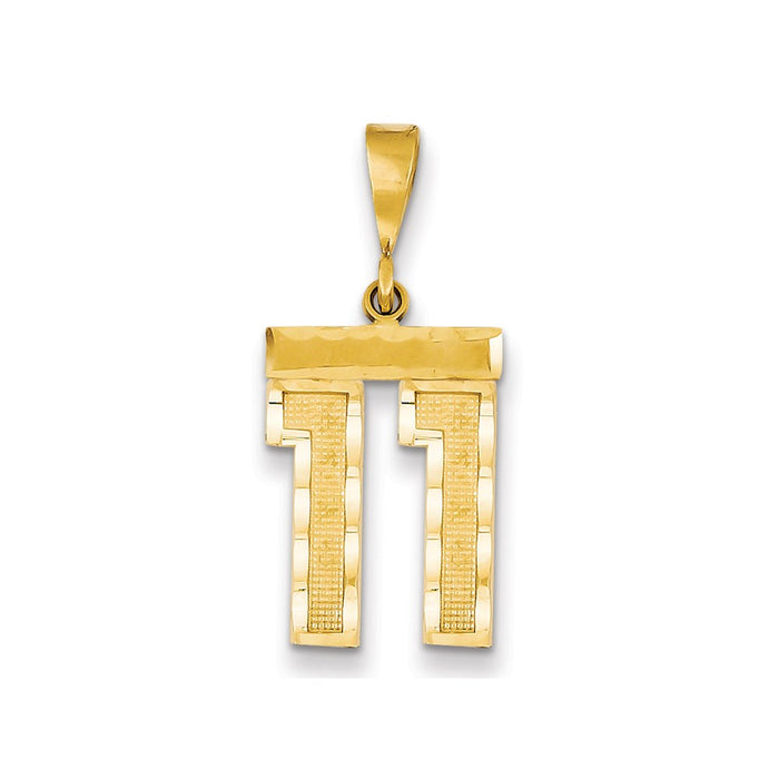 Million Charms 14K Yellow Gold Themed Medium Diamond-Cut Number 11 Charm