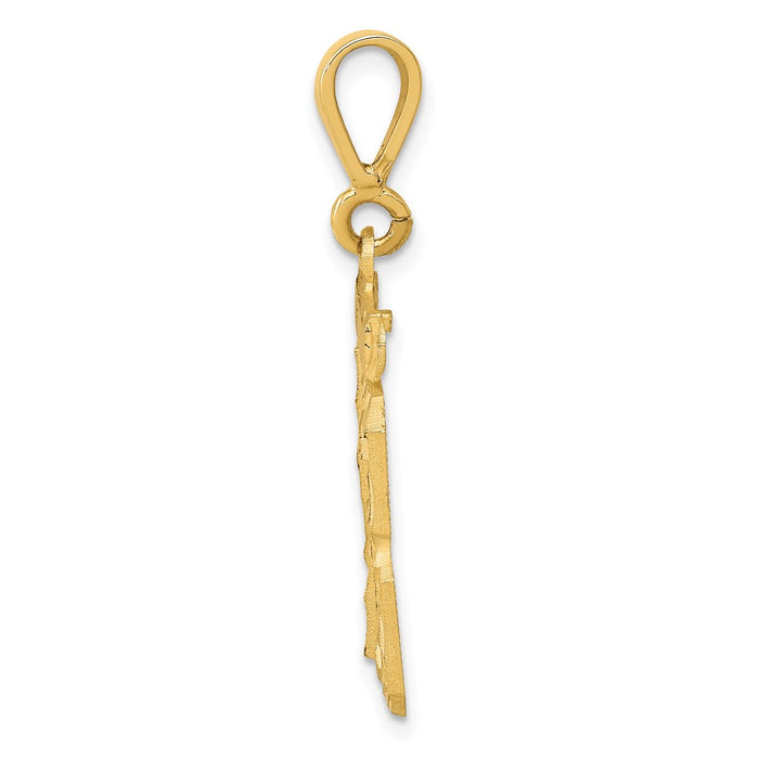 Million Charms 14K Yellow Gold Themed Medium Diamond-Cut Number 13 Charm