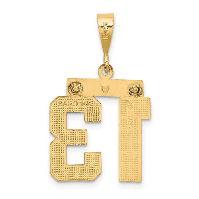 Million Charms 14K Yellow Gold Themed Medium Diamond-Cut Number 13 Charm