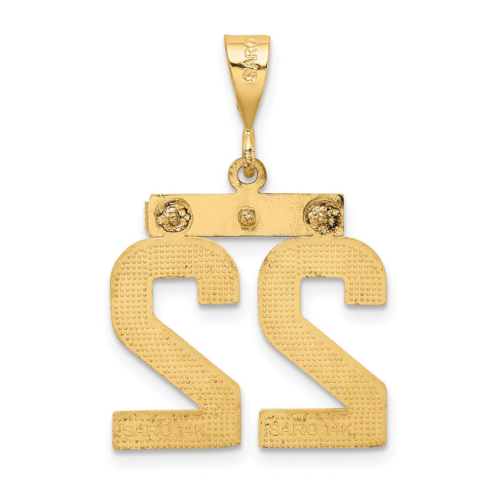 Million Charms 14K Yellow Gold Themed Medium Diamond-Cut Number 22 Charm