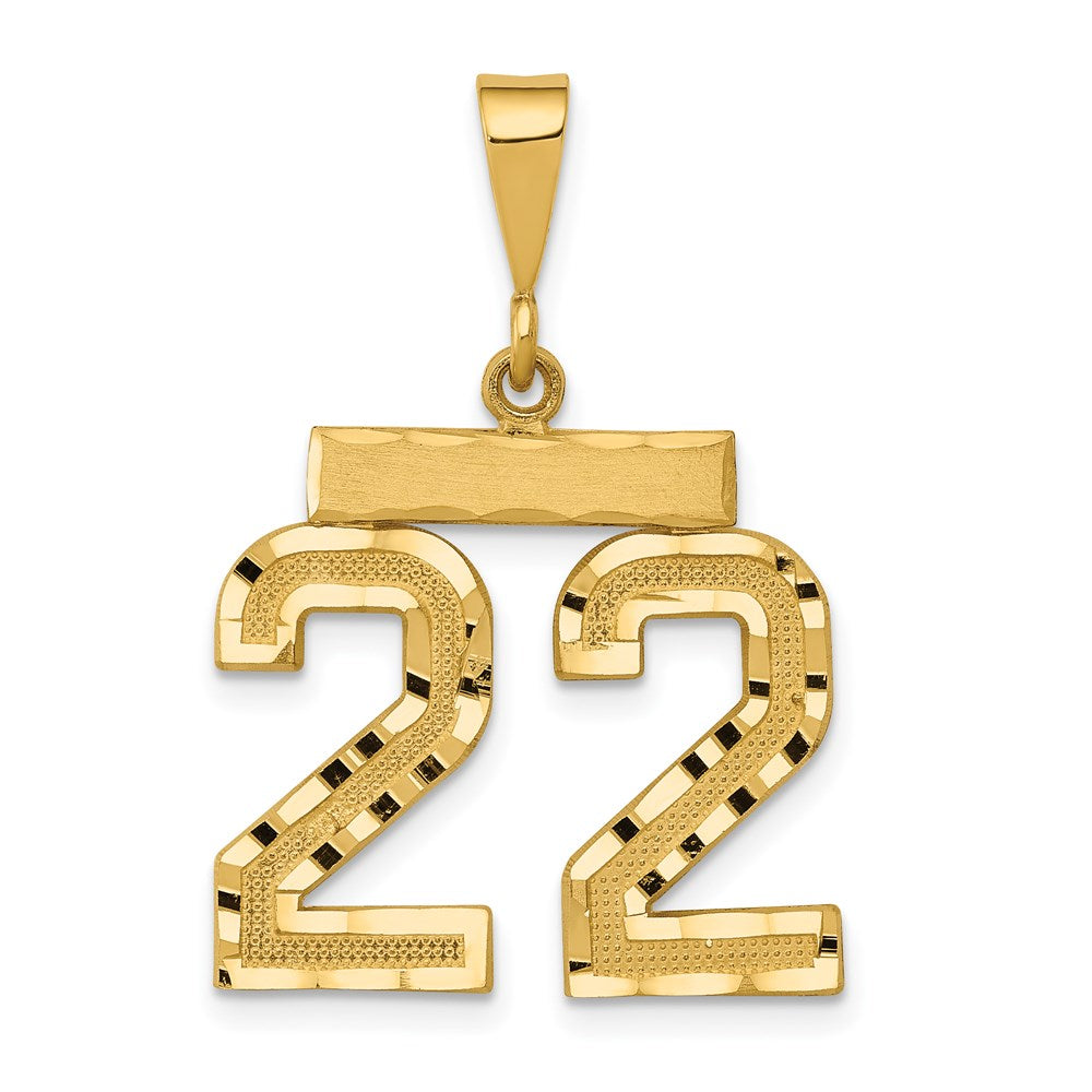 Million Charms 14K Yellow Gold Themed Medium Diamond-Cut Number 22 Charm