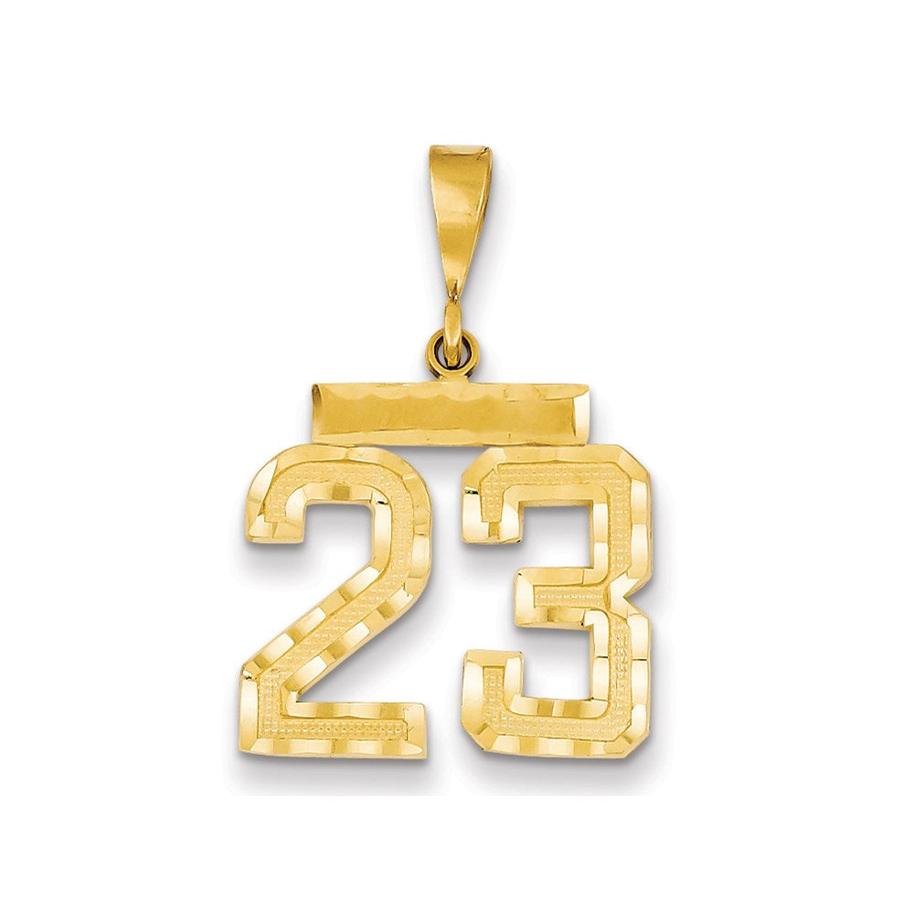 Million Charms 14K Yellow Gold Themed Medium Diamond-Cut Number 23 Charm