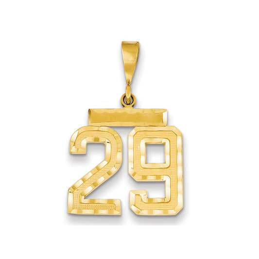 Dije número 29 de oro amarillo de 14K con corte de diamante de la colección Million Charms