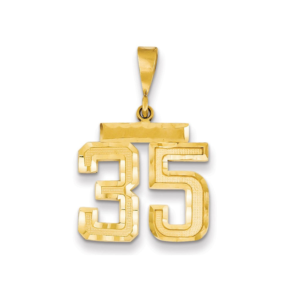 Million Charms 14K Yellow Gold Themed Medium Diamond-Cut Number 35 Charm