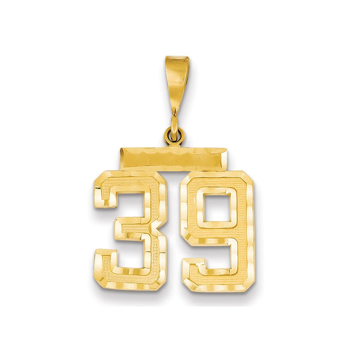 Million Charms 14K Yellow Gold Themed Medium Diamond-Cut Number 39 Charm