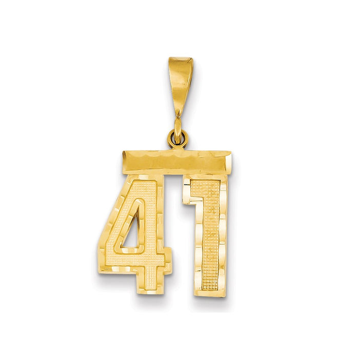 Million Charms 14K Yellow Gold Themed Medium Diamond-Cut Number 41 Charm