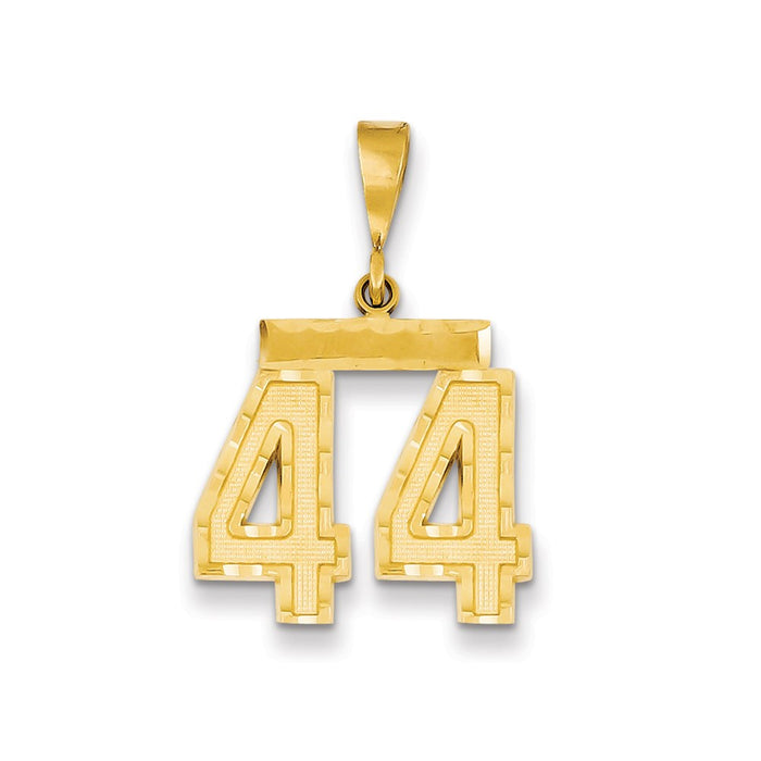 Million Charms 14K Yellow Gold Themed Medium Diamond-Cut Number 44 Charm