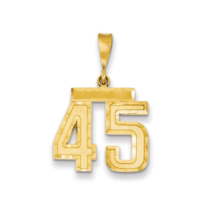 Million Charms 14K Yellow Gold Themed Medium Diamond-Cut Number 45 Charm